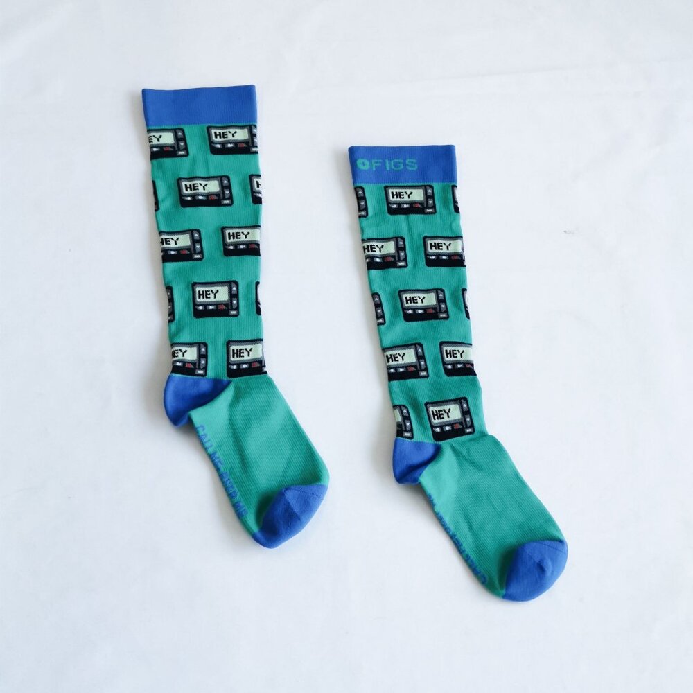 Figs Size L Graphic Compression Socks Retro Style Fun Pattern Trendy - Picture 2 of 3